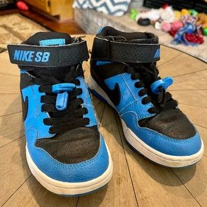 Blue and black Nike hightops, youth size 1 1/2